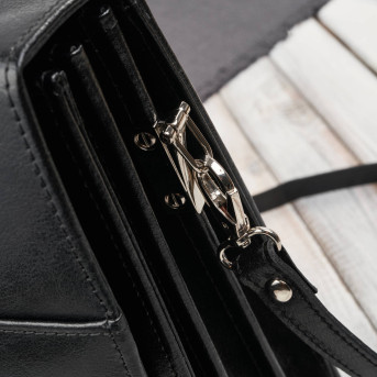 Aktówka męska skórzana do ręki i na ramię elegancka czarna S-45-BL