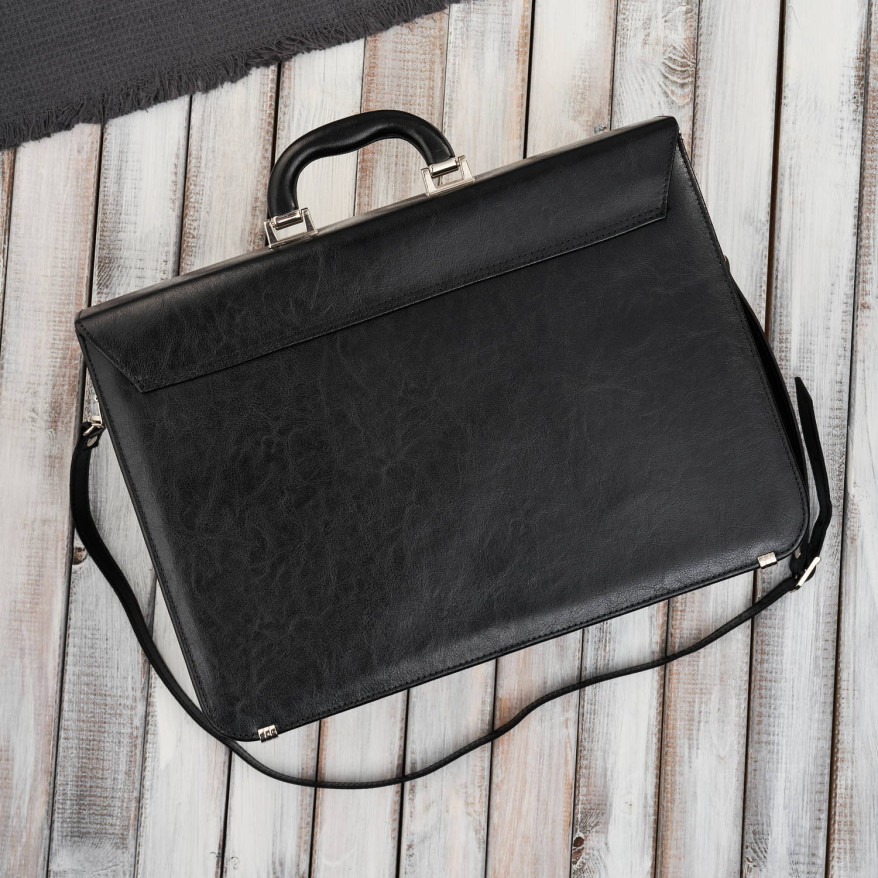 Aktówka męska skórzana do ręki i na ramię elegancka czarna S-45-BL