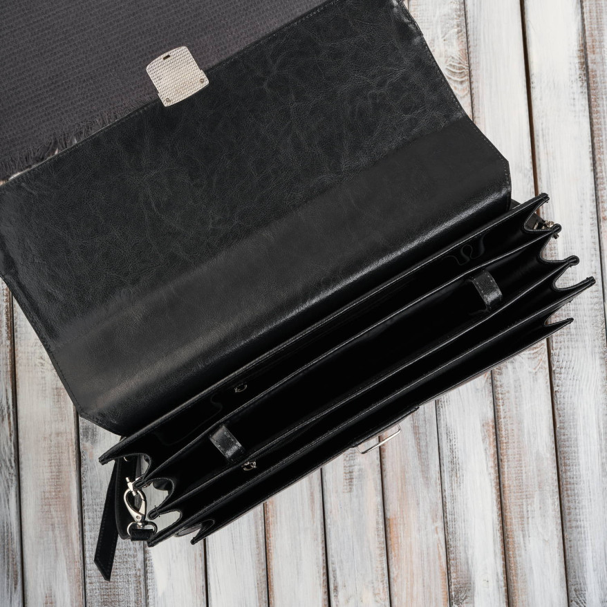 Aktówka męska skórzana do ręki i na ramię elegancka czarna S-45-BL