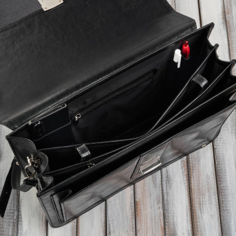 Aktówka męska skórzana do ręki i na ramię elegancka czarna S-45-BL