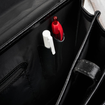 Aktówka męska skórzana do ręki i na ramię elegancka czarna S-45-BL