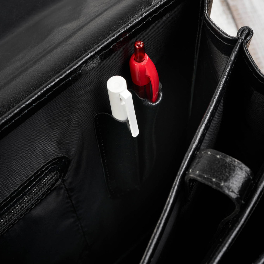 Aktówka męska skórzana do ręki i na ramię elegancka czarna S-45-BL