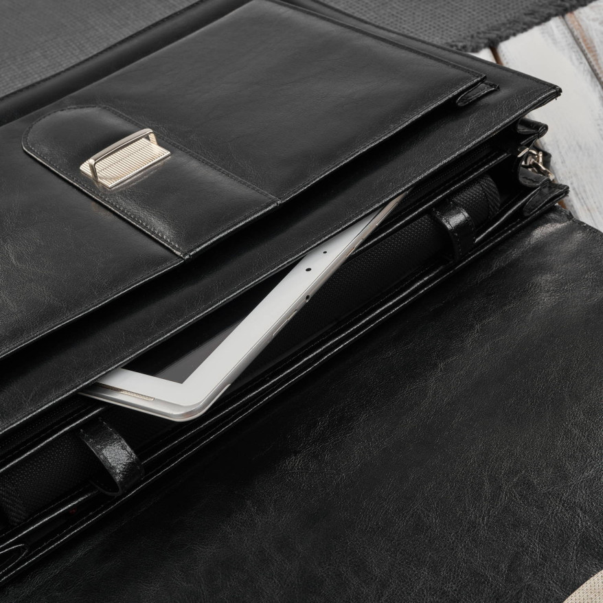 Aktówka męska skórzana do ręki i na ramię elegancka czarna S-45-BL