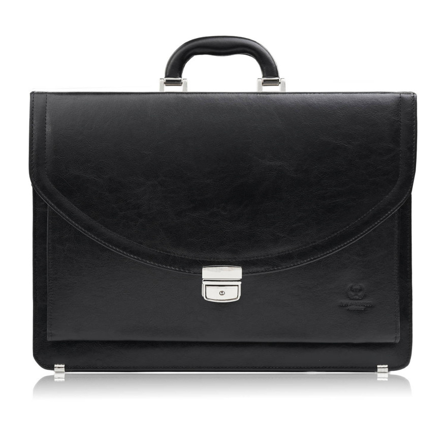 Aktówka męska skórzana do ręki i na ramię elegancka czarna S-46-BL
