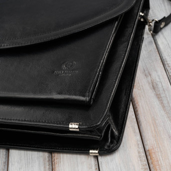 Aktówka męska skórzana do ręki i na ramię elegancka czarna S-46-BL