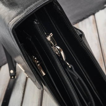 Aktówka męska skórzana do ręki i na ramię elegancka czarna S-46-BL