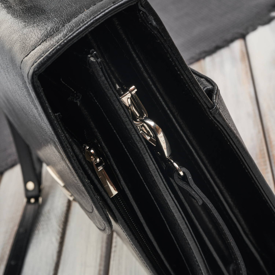Aktówka męska skórzana do ręki i na ramię elegancka czarna S-46-BL