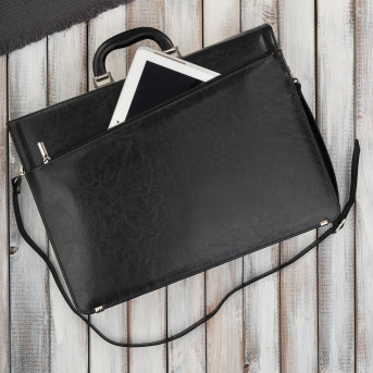 Aktówka męska skórzana do ręki i na ramię elegancka czarna S-46-BL