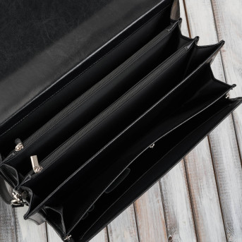 Aktówka męska skórzana do ręki i na ramię elegancka czarna S-46-BL