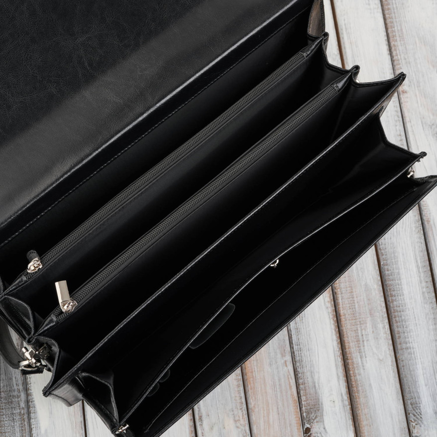 Aktówka męska skórzana do ręki i na ramię elegancka czarna S-46-BL