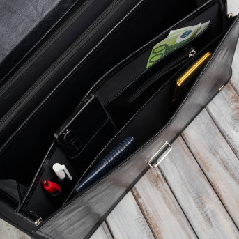 Aktówka męska skórzana do ręki i na ramię elegancka czarna S-46-BL