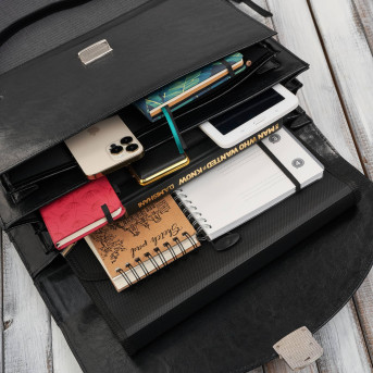 Aktówka męska skórzana do ręki i na ramię elegancka czarna S-46-BL