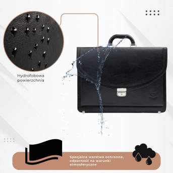 Aktówka męska skórzana do ręki i na ramię elegancka czarna S-46-BL