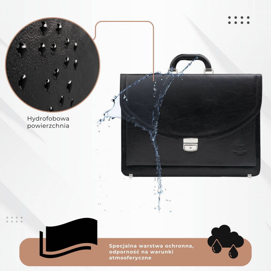 Aktówka męska skórzana do ręki i na ramię elegancka czarna S-46-BL