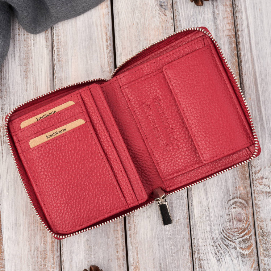 Portfel damski skórzany głęboka czerwień RFID Paolo Peruzzi T-139-RD