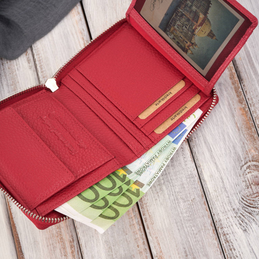 Portfel damski skórzany głęboka czerwień RFID Paolo Peruzzi T-139-RD