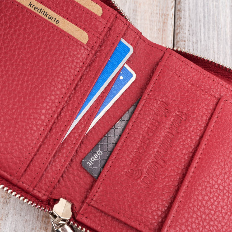 Portfel damski skórzany głęboka czerwień RFID Paolo Peruzzi T-139-RD