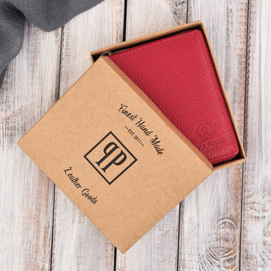 Portfel damski skórzany głęboka czerwień RFID Paolo Peruzzi T-139-RD