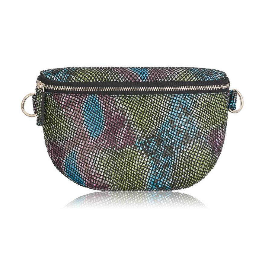 Nerka skórzana saszetka damska na pas z printem imitującym skórę wężową T-36-A