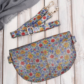 Nerka damska skórzana w kwiaty saszetka na pas na ramię T-36-B