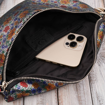 Nerka damska skórzana w kwiaty saszetka na pas na ramię T-36-B