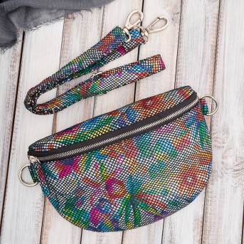 Nerka damska skórzana w kwiaty saszetka na pas Paolo Peruzzi T-36-C