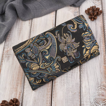 Portfel damski skórzany duży z orientalnym printem Paolo Peruzzi T-01-G