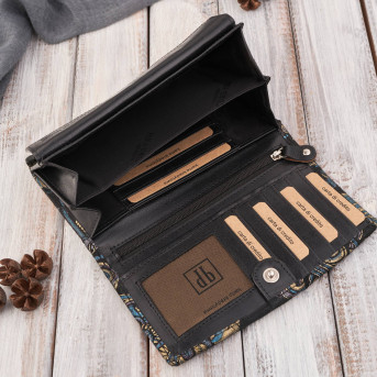 Portfel damski skórzany duży z orientalnym printem Paolo Peruzzi T-01-G