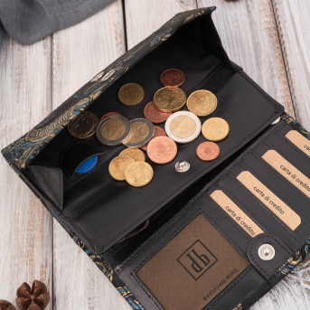 Portfel damski skórzany duży z orientalnym printem Paolo Peruzzi T-01-G