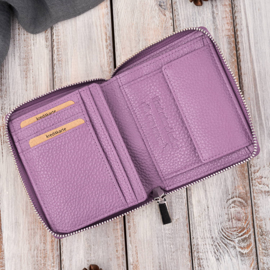 Portfel damski skórzany fioletowy z ochroną RFID Paolo Peruzzi T-139-PI