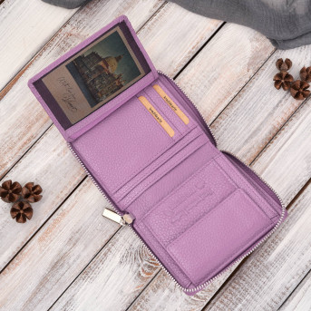 Portfel damski skórzany fioletowy z ochroną RFID Paolo Peruzzi T-139-PI