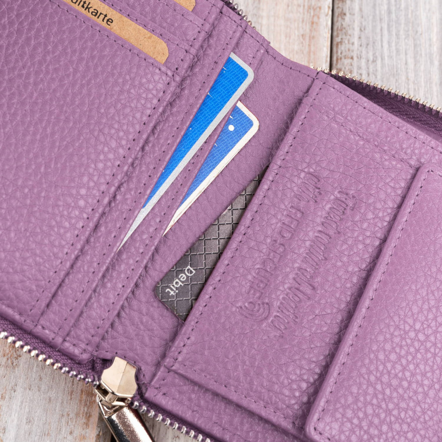 Portfel damski skórzany fioletowy z ochroną RFID Paolo Peruzzi T-139-PI