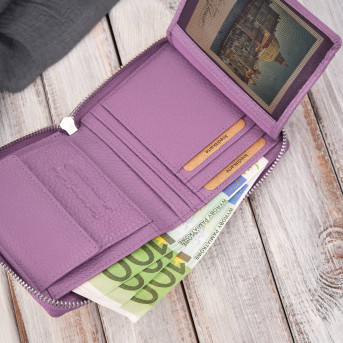 Portfel damski skórzany fioletowy z ochroną RFID Paolo Peruzzi T-139-PI