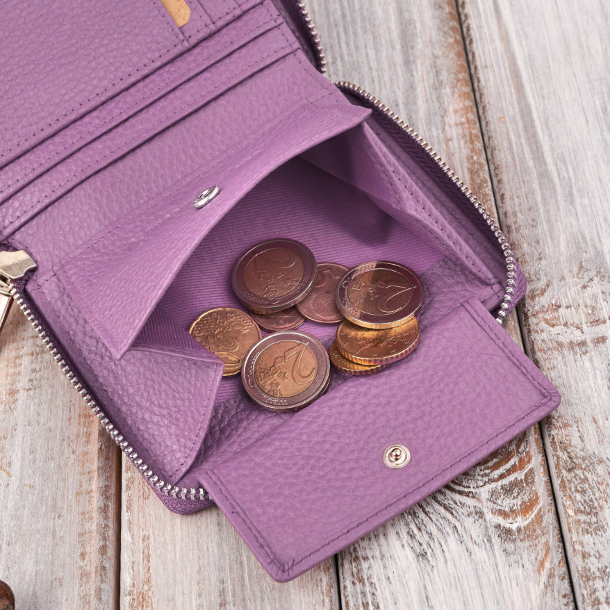 Portfel damski skórzany fioletowy z ochroną RFID Paolo Peruzzi T-139-PI