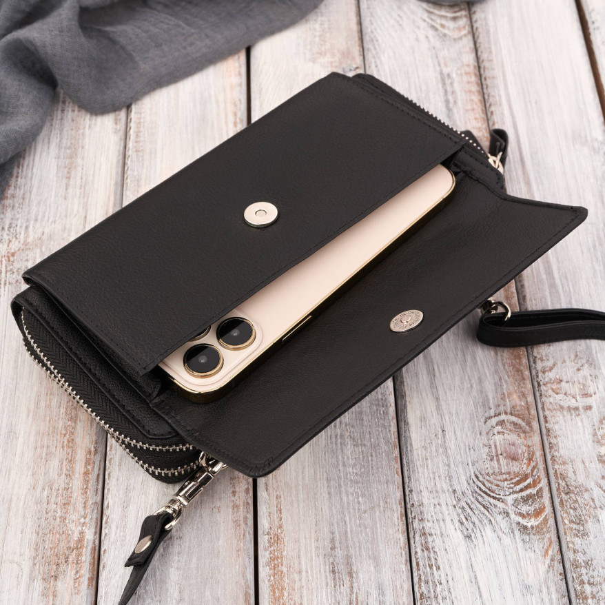 Skórzana kopertówka damska do ręki na ramię portfel damski Paolo Peruzzi T-137-BL