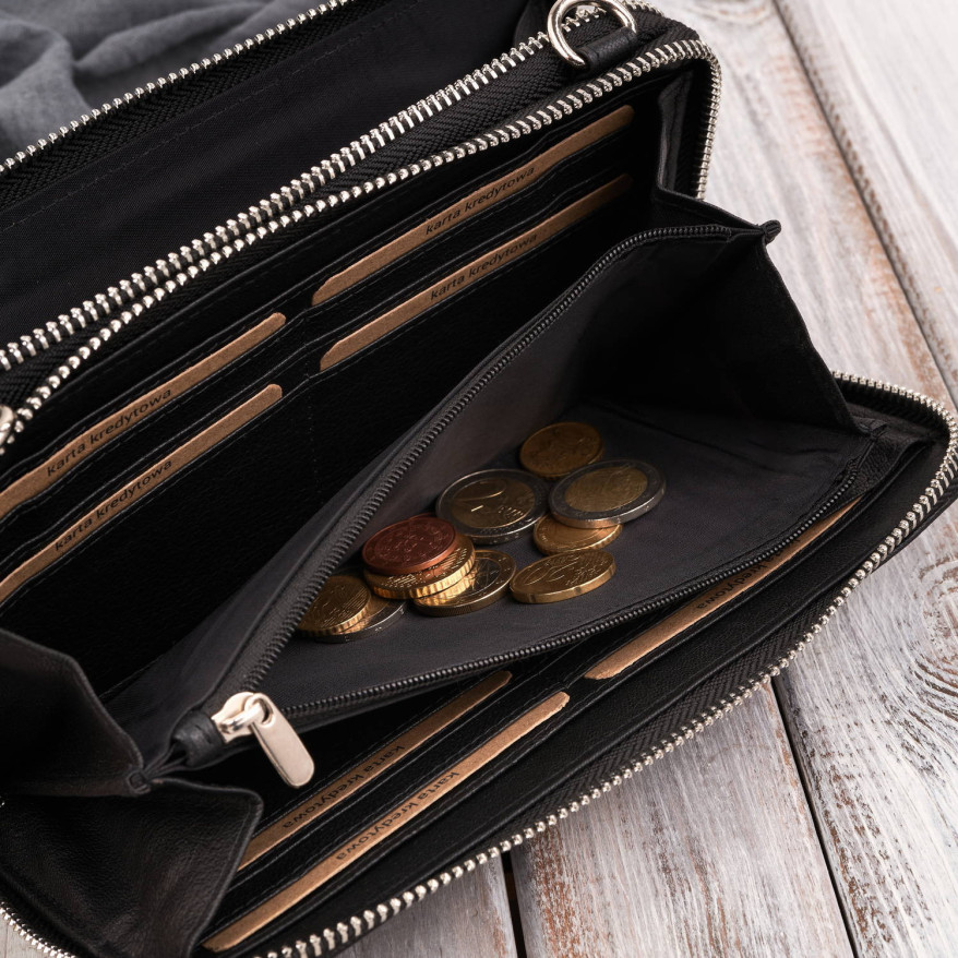 Skórzana kopertówka damska do ręki na ramię portfel damski Paolo Peruzzi T-137-BL