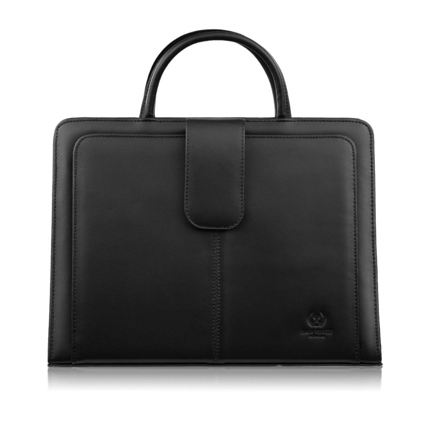 Aktówka damska skórzana czarna torba do ręki i na ramię 168BY-HBL Paolo Peruzzi