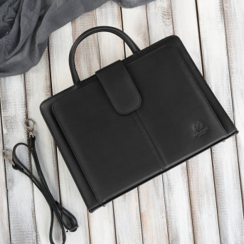 Aktówka damska skórzana czarna torba do ręki i na ramię 168BY-HBL Paolo Peruzzi