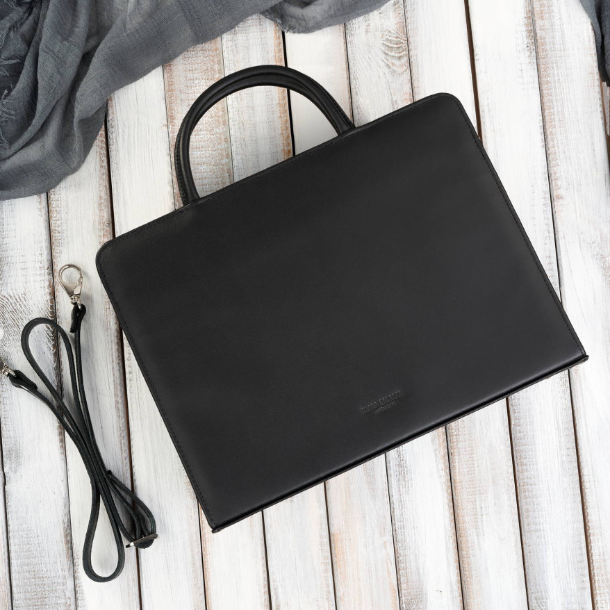 Aktówka damska skórzana czarna torba do ręki i na ramię 168BY-HBL Paolo Peruzzi