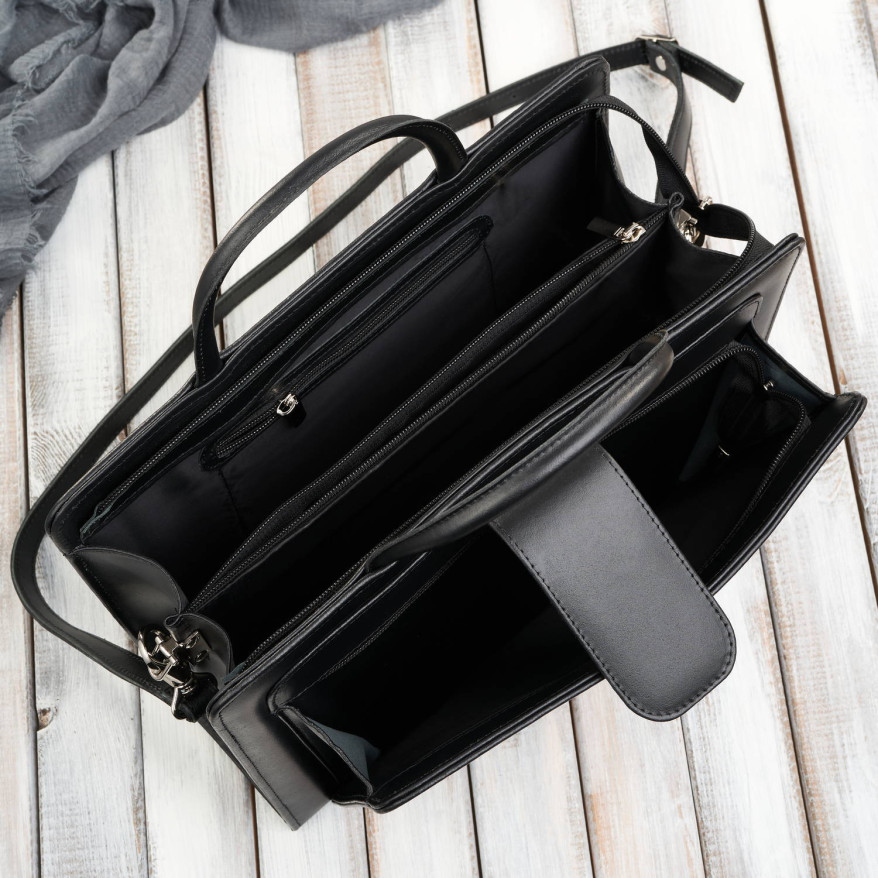 Aktówka damska skórzana czarna torba do ręki i na ramię 168BY-HBL Paolo Peruzzi