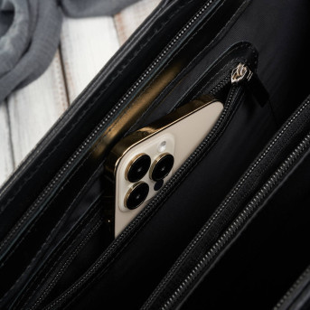 Aktówka damska skórzana czarna torba do ręki i na ramię 168BY-HBL Paolo Peruzzi