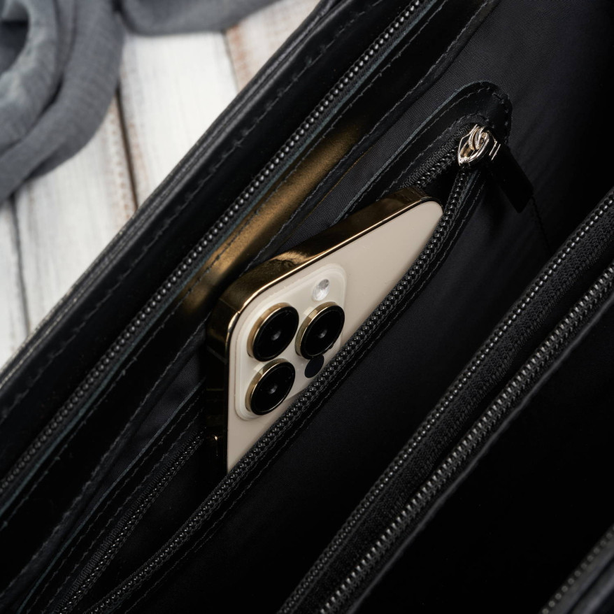 Aktówka damska skórzana czarna torba do ręki i na ramię 168BY-HBL Paolo Peruzzi