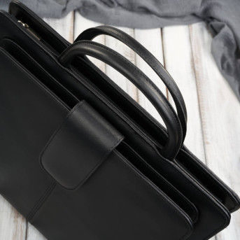 Aktówka damska skórzana czarna torba do ręki i na ramię 168BY-HBL Paolo Peruzzi