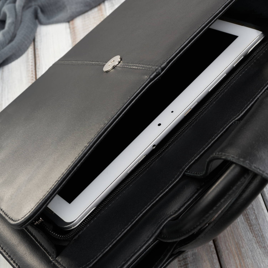 Aktówka damska skórzana czarna torba do ręki i na ramię 168BY-HBL Paolo Peruzzi