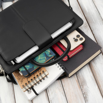 Aktówka damska skórzana czarna torba do ręki i na ramię 168BY-HBL Paolo Peruzzi