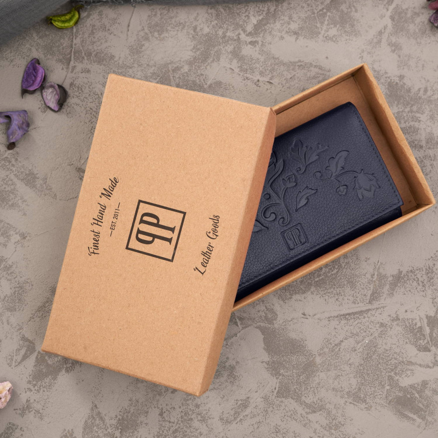 PORTFEL DAMSKI GRANATOWY SKÓRZANY PAOLO PERUZZI T-45-DB