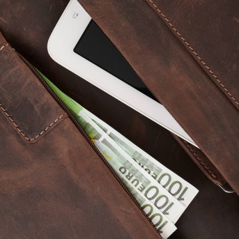 Skórzana torba męska na laptopa z uchwytem na walizkę brązowa vintage Paolo Peruzzi E-26-NBR