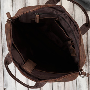 Skórzana torba męska na laptopa z uchwytem na walizkę brązowa vintage Paolo Peruzzi E-26-NBR