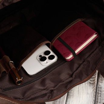 Skórzana torba męska na laptopa z uchwytem na walizkę brązowa vintage Paolo Peruzzi E-26-NBR