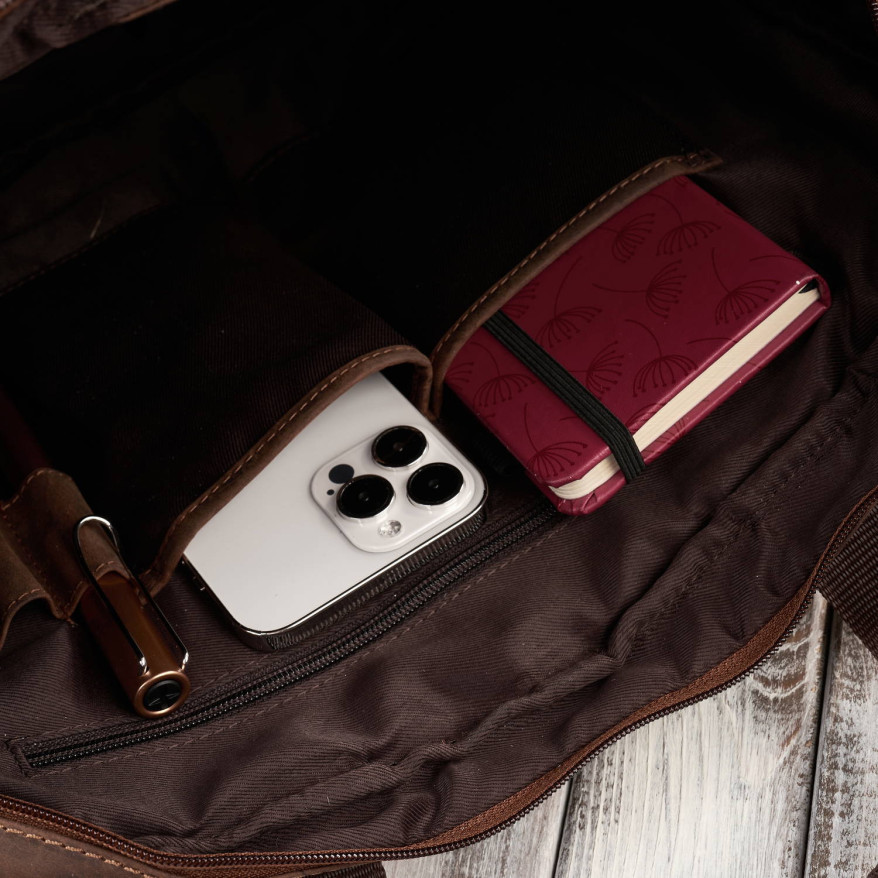 Skórzana torba męska na laptopa z uchwytem na walizkę brązowa vintage Paolo Peruzzi E-26-NBR